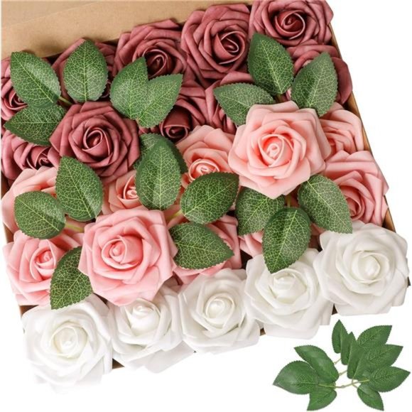 Artificial Flower Shades of Rose 25pcs Real Looking Fake Roses w/Stem for DIY - Picture 1 of 6